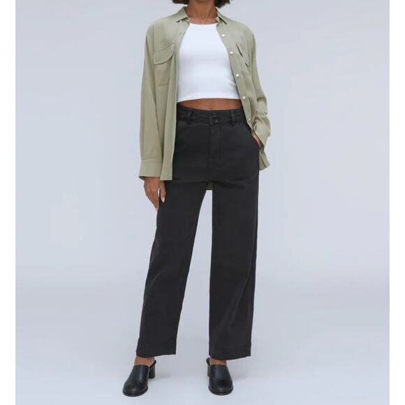 EVERLANE The Organic Cotton Wide Leg Pants Black 12 - Picture 12 of 13